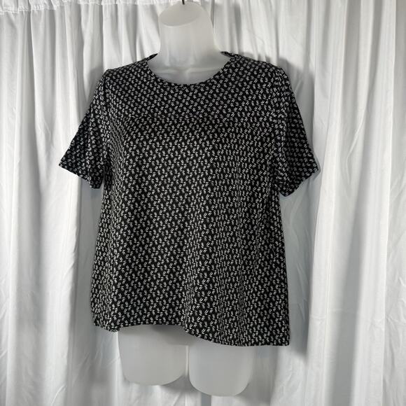 Ann Taylor Loft Media Geo Print Swing Top Black Ivory S Coastal Casual 88-11 - Picture 3 of 14